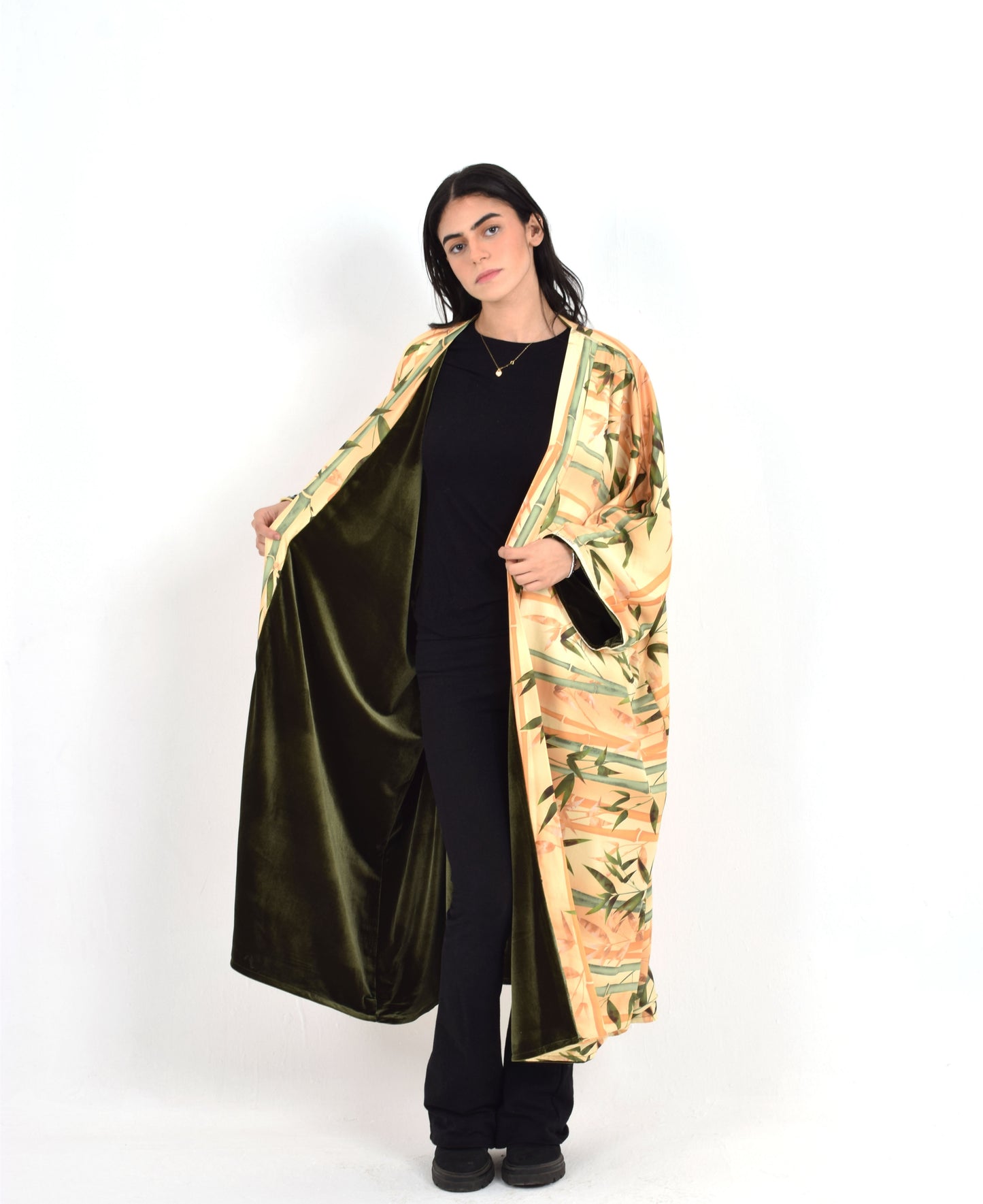 Khaki Green Reversible Kimono