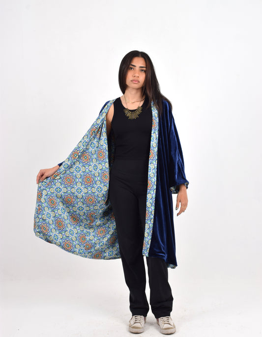 Navy Blue Reversible Kimono