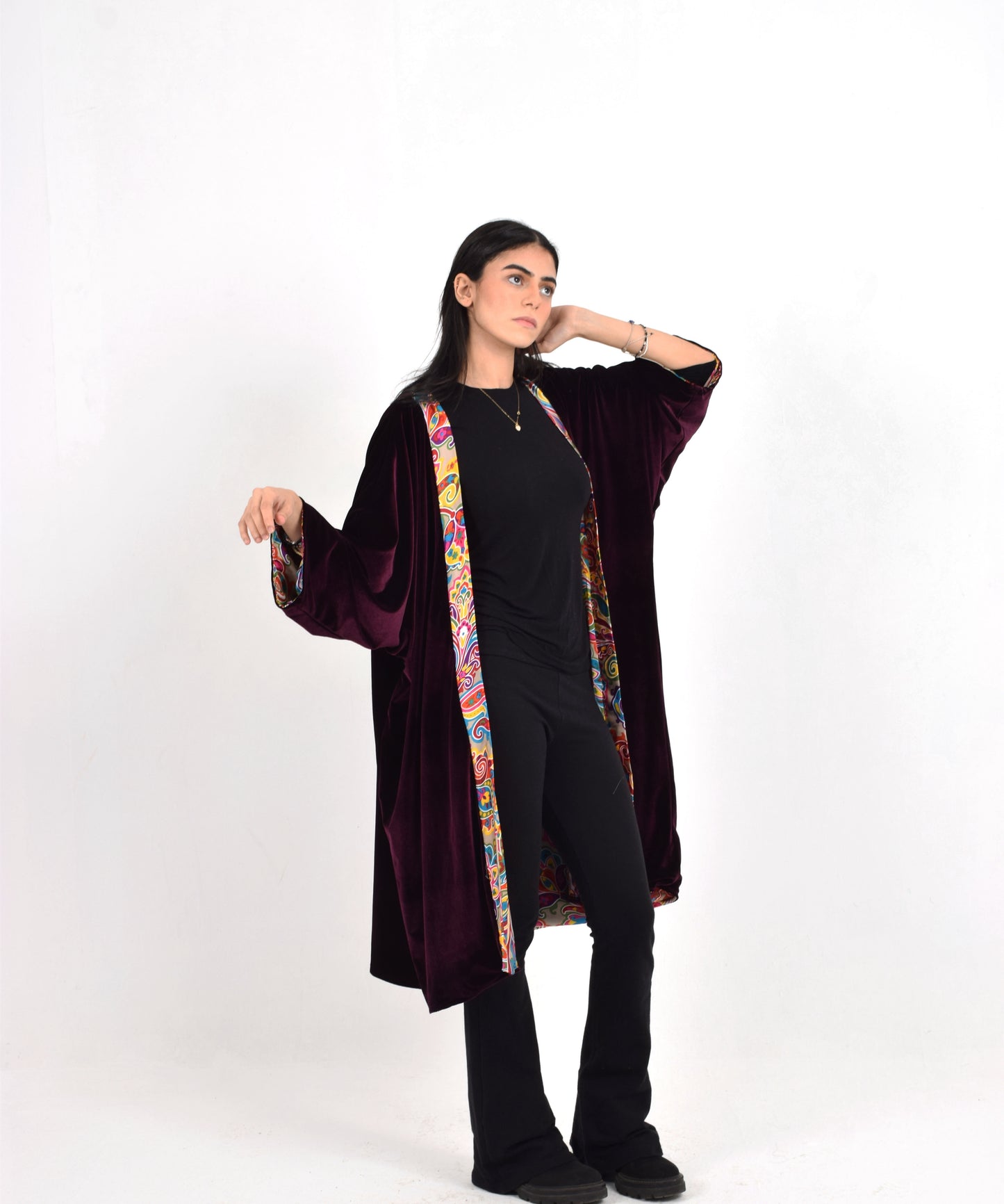 Magenta Velvet Kimono