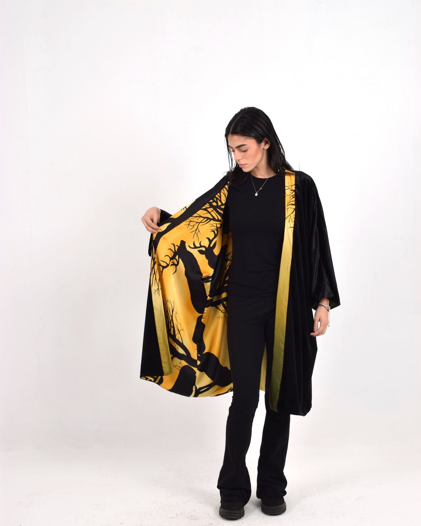 Black Reversible (olive) Kimono