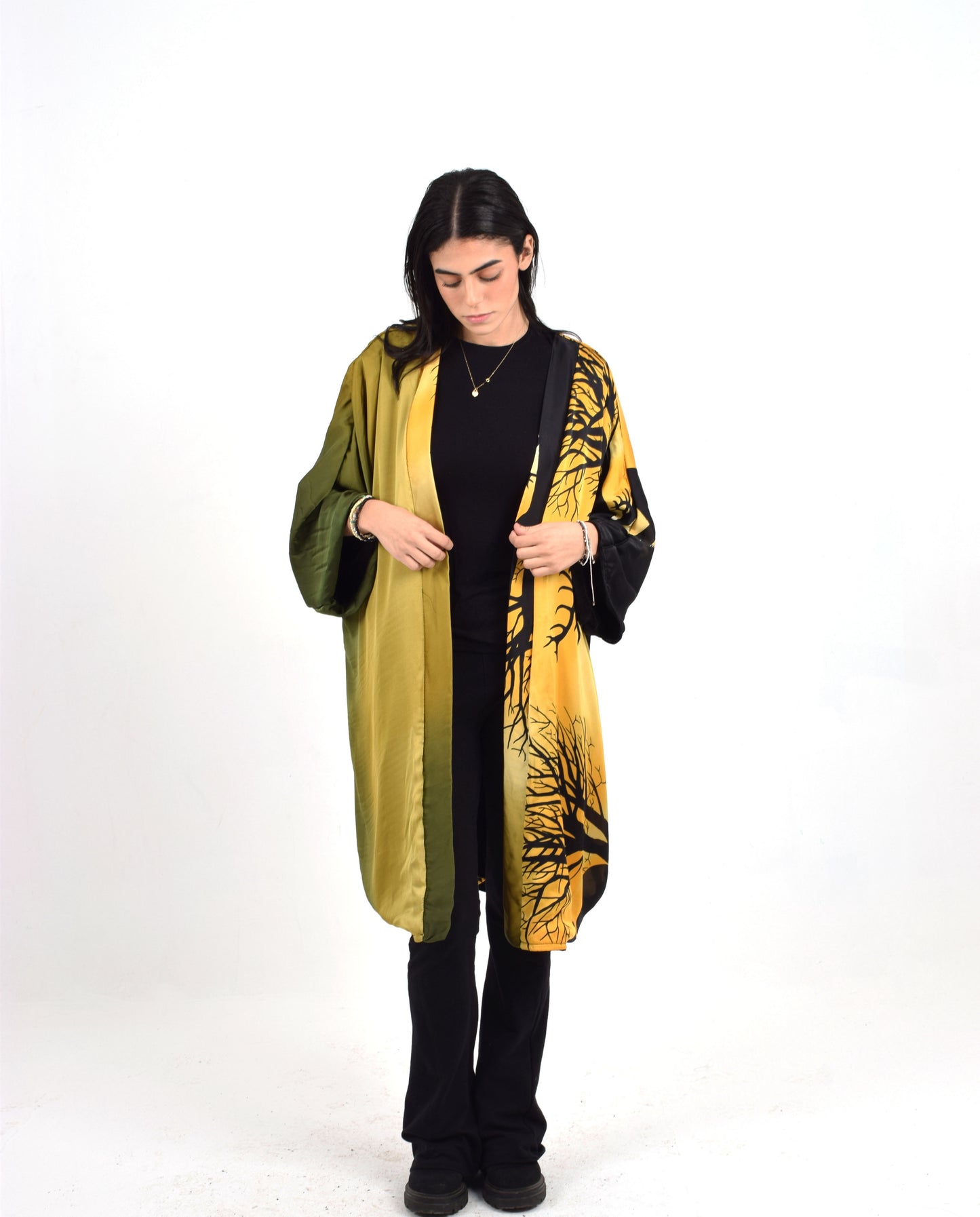 Black Reversible (olive) Kimono