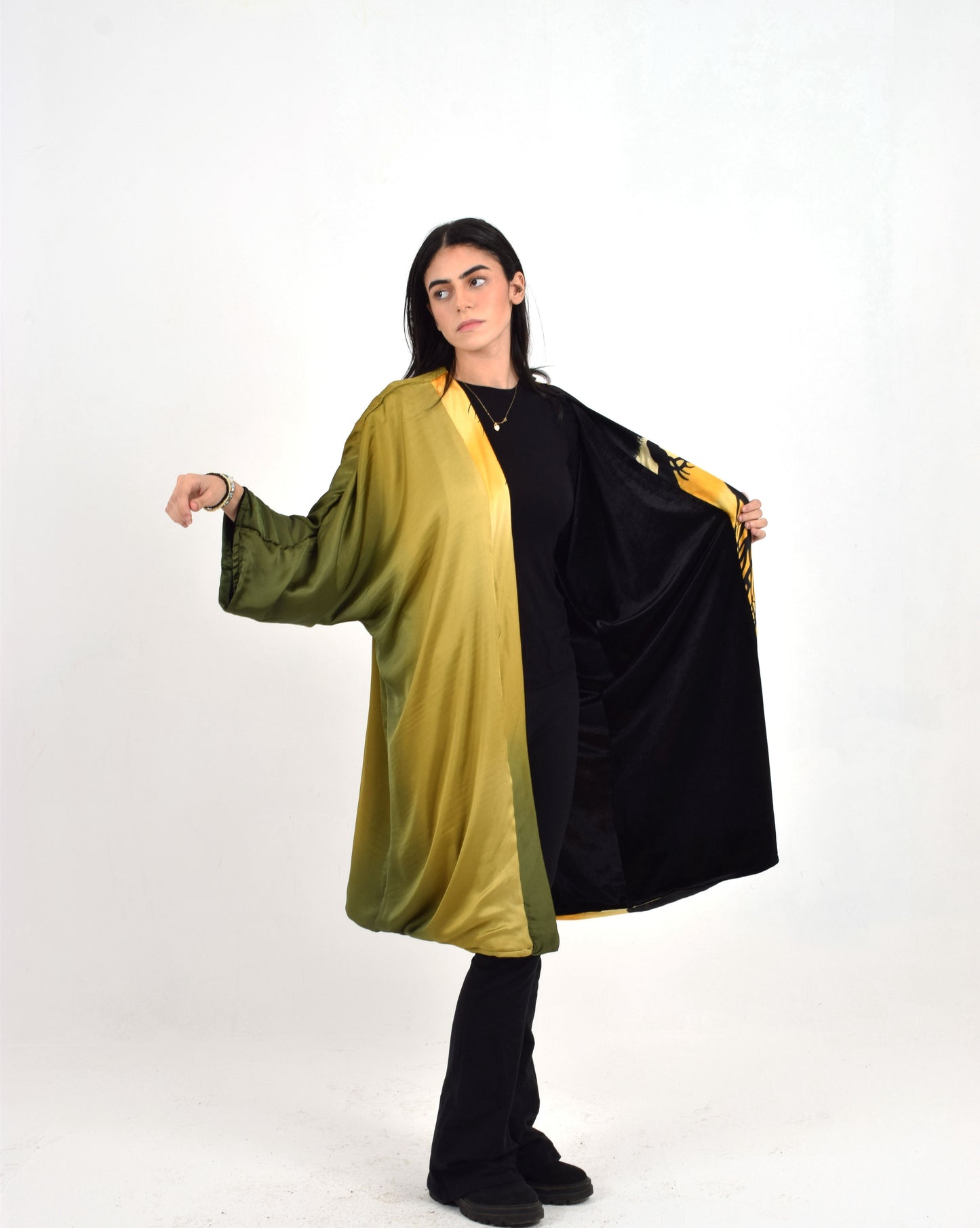 Black Reversible (olive) Kimono