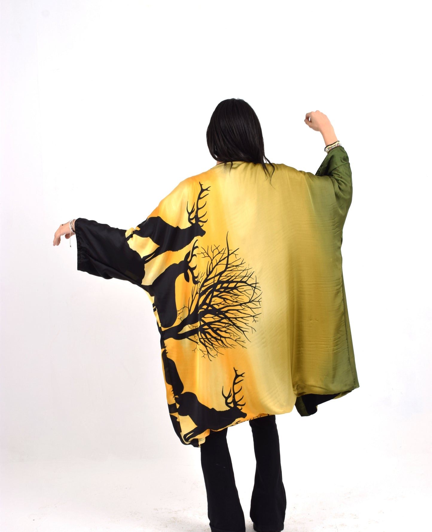 Black Reversible (olive) Kimono