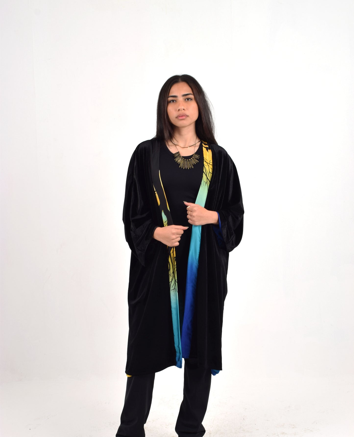 Black Reversible (blue) Kimono