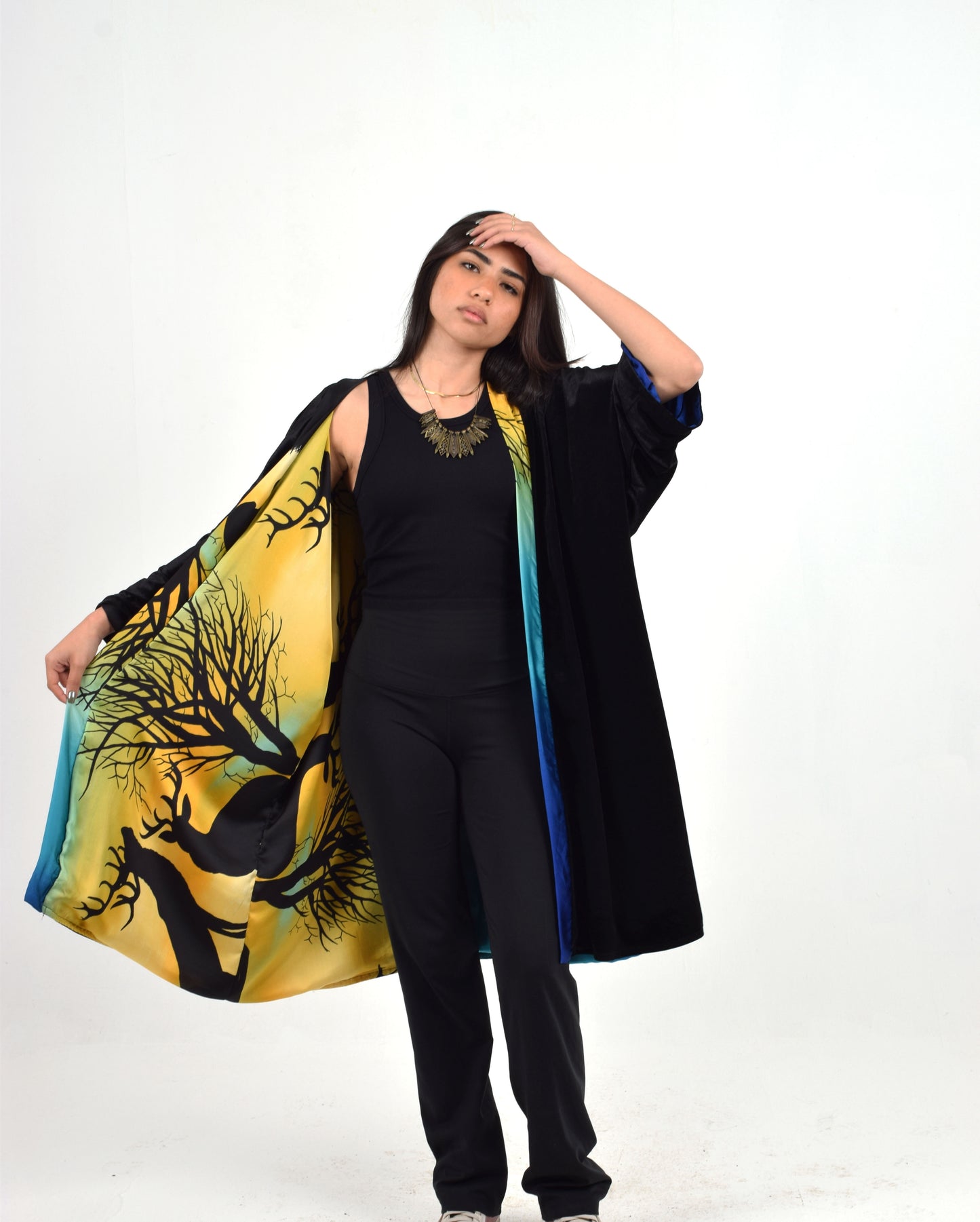 Black Reversible (blue) Kimono