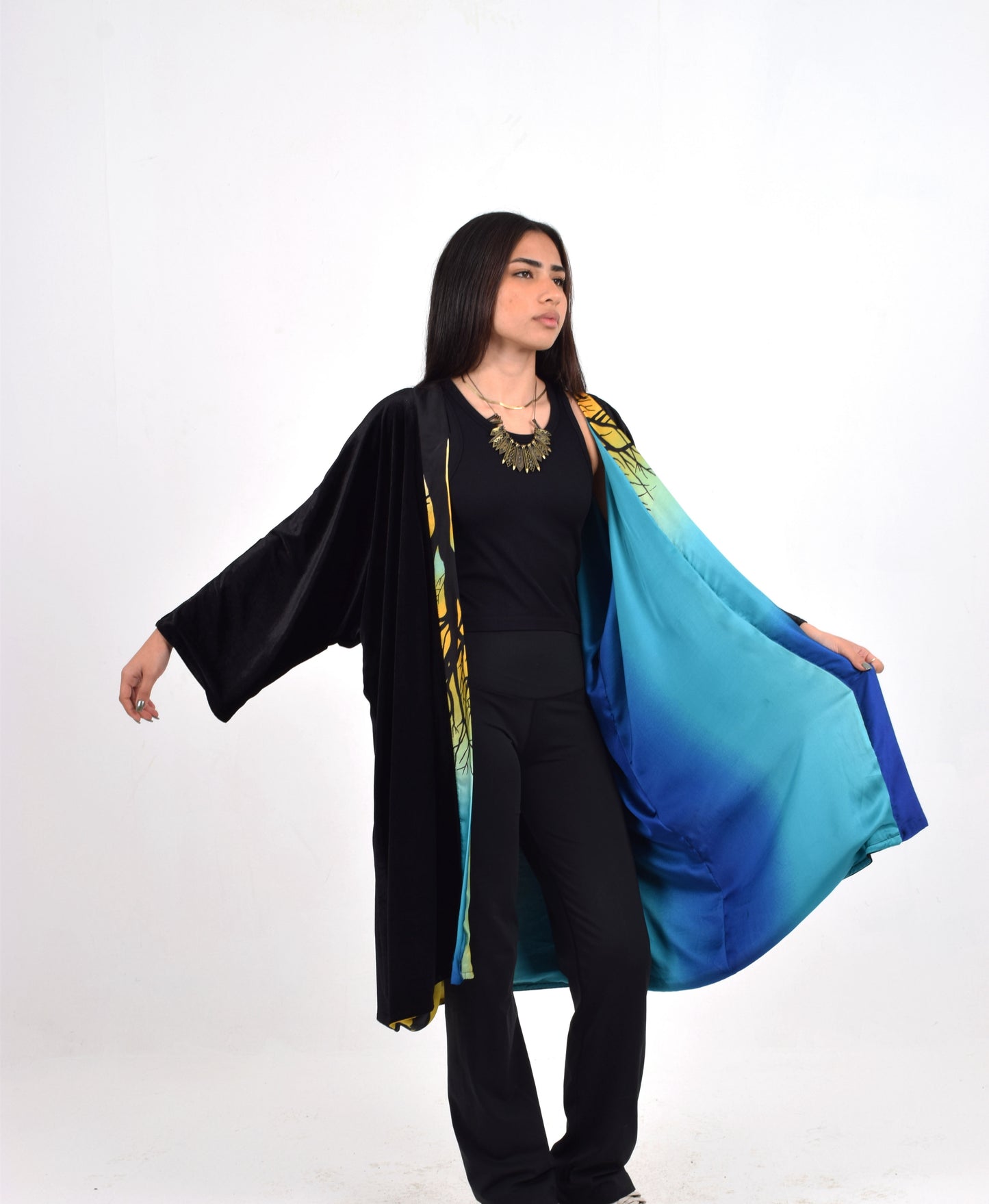 Black Reversible (blue) Kimono