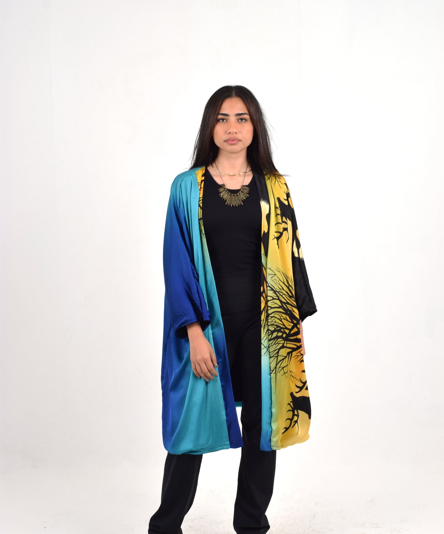 Black Reversible (blue) Kimono