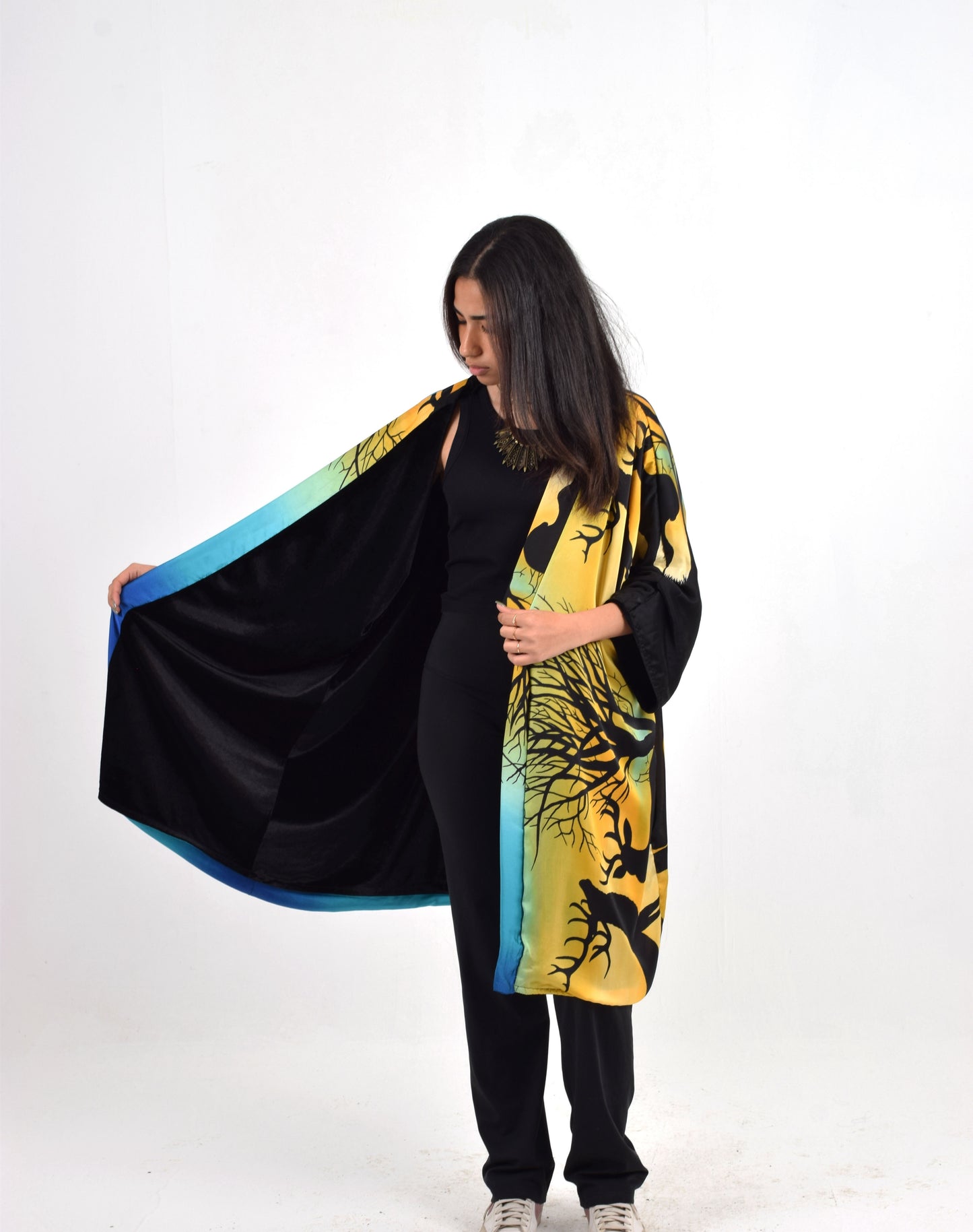 Black Reversible (blue) Kimono