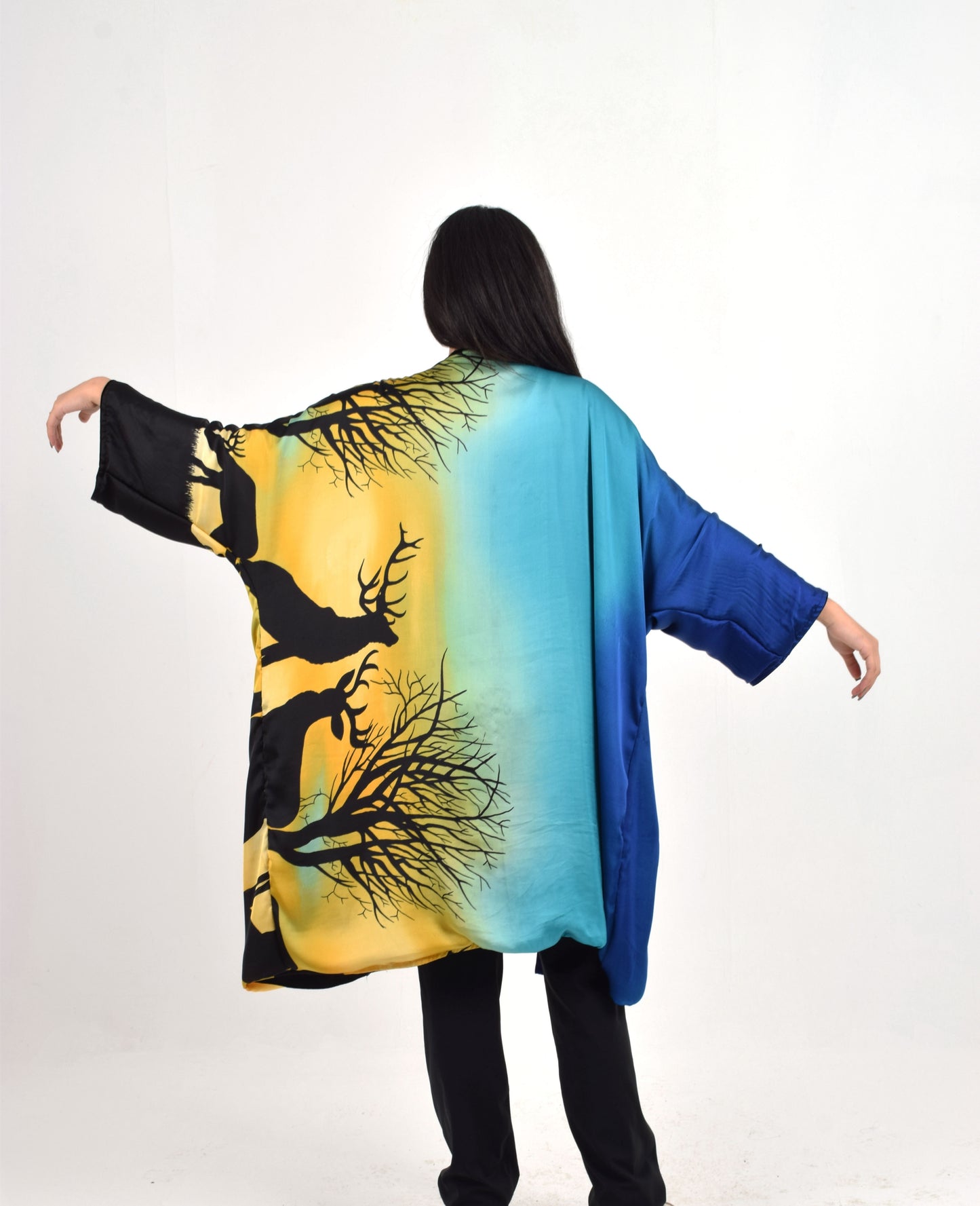 Black Reversible (blue) Kimono